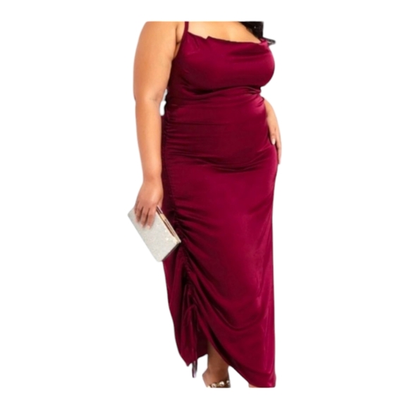 Ashley Stewart Stunning Satin Slip cowl neck dress. Wine color. Size 22/24 - Picture 12 of 12
